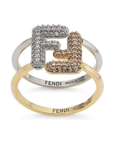 Ff ring metaal Fendi goud maat 6 ¾ US in Metaal 